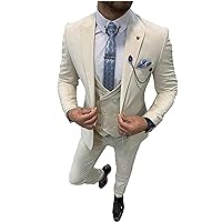 3 Pcs Peak Lapel Men Suits (Blazer+Pants+Vest) Wedding Grooms Tuxedo