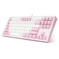 Redragon K611 Dual Color Keys Mechanical Gaming Keyboard Single White LED + RGB Side Edge Backlit 87 Key Tenkeyless Wired Computer Keyboard with Blue Switches for Windows PC (White + Pink)