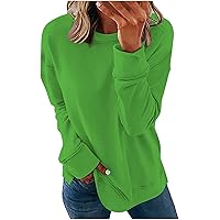 Womens Long Sleeve Tops Fashion Casual Long Sleeve Solid Round Neck Pullover T-Shirt Top