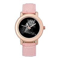 Leopard Animal Women's Watches Classic Quartz Watch with Leather Strap Easy to Read Wrist Watch