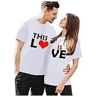Couples Shirts for Him and Her Set Couples Gifts Crew Neck Short-Sleeve Blouses Holiday Couple Matching Shirt