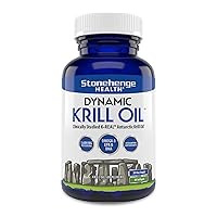 Stonehenge Health Dynamic Krill Oil Antarctic Ocean (Triple Strength) 1,600 mg Superior Absorption Omega-3 EPA, DHA, Phospholipids, & Astaxanthin -Joint, Brain, Immunity, & Heart Support (60 softgels)
