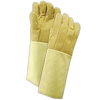 MAGID Extra-Heavyweight Norbest & Goldenbest High-Heat Gloves, 1 Pair, 18” Long, Tan, KB1318WL