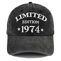 50th Birthday Gifts for Women Men, Vintage 1974 Limited Edition Hats, Embroidered Adjustable Cotton Baseball Cap