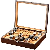 18 Slots Watch Box wooden Wrist Watch Men Storage Box Clock/Watch Display Case Convenient Watch Organizer (Color : B)-A