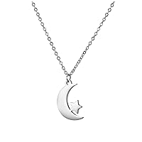 Islamic Crescent Symbol Necklace for Women Moon Star Pendant Fashion Refined Minimalist Islamic Religion Jewelry for Girls