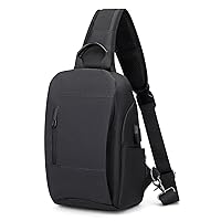 WITZMAN Sling Bag for Men Nylon Travel Crossbody Sling Backpack Water-resistants Lightweight One Strap Casual Hiking Daypack（BN002 Black）
