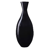 Black Handcrafted Tall Tear Drop Floor Vase for Silk Plants, Flowers, Filler Decor | Sustainable Bamboo, (L) 24” x (H) 9” x (W) 9