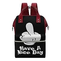Have A Nice Day Middle Finger Large Capacity Shoulder Bag Waterproof Mommy Tote Bags Travel Diaper Backpack for Women
