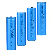 3.7V 2200Mah Rechargeable Button Cap Power Li-Ion Battery, 65×18 Mm for Flashlights, 4 Units