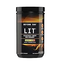BEYOND RAW LIT | Clinically Dosed Pre-Workout Powder | Contains Caffeine, L-Citrulline, Beta-Alanine, and Nitric Oxide | Gummy Worm | 60 Servings