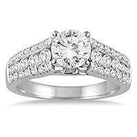 AGS Certified 1 1/2 Carat TW Diamond Engagement Ring in 14K White Gold (J-K Color, I2-I3 Clarity)