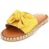 YYW Slides for Women Flat Slide Sandals Slip On Open Toe Sandals Casual Style with Bowknot Ornament for Summer Outdoor Indoor