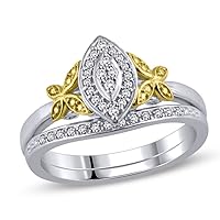 0.10 Cttw Marquise Diamond Frame Butterfly Collar Bridal Set in 10K White Gold (I-J / I2I3)