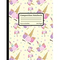 Cute Composition Notebook Wide Rule - Unicorns: 100 Page Lined Paper | Aesthetic Journal for Creative Writing, Personal Diary, Journaling, College or School