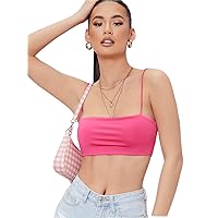 Women's Tops Women's Shirts Sexy Tops for Women Solid Form-Fitting Cropped Cami Top