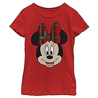 Disney Characters Big Minnie Holiday Girl's Solid Crew Tee