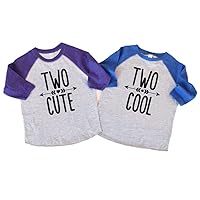 Twin Boy or Girl Second Birthday Raglan Shirts Two Cool Two Cute Toddler Twins 2nd Bday 2