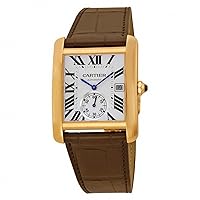 Cartier Tank MC Mechanical Silver Dial Brown Leather Strap Mens Watch W5330001
