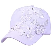 Flower Denim Baseball Cap Women Sun Hat Rhinestone Snapback Hip Hop Hat Bling Wash Denim Adjustable Sun Hats