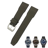 20mm 21mm Blue Nylon Watchband Fit for IWC Portofino Big Pilot IW3293 Mark 18 Tissot TAG Heuer Seiko Leather Nylon Watch Strap (Color : Green, Size : 20mm)