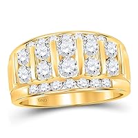 The Diamond Deal 14kt Yellow Gold Mens Round Diamond Wedding Channel Set Band Ring 2 Cttw