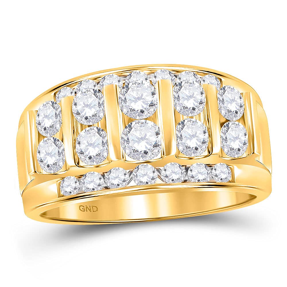 The Diamond Deal 14kt Yellow Gold Mens Round Diamond Wedding Band Ring 3 Cttw