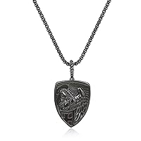 COAI Religious Jewelry St Michael Obsidian Stone Pendant Necklace