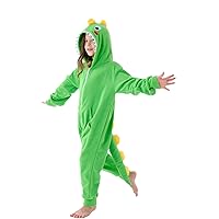 Adult Kids Little Boys Girls Unisex Cartoon Dinosaur Narwhal Hooded One Piece Jumpsuit Cosplay Pyjamas with Pockets