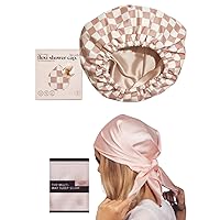 Kitsch Flexi Satin-Lined Shower Cap and Satin Hair Scarf (Pink) Bundle with Discount