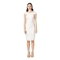 Dress the Population Women's Maia Off Shoulder Low Neck Above Knee Bodycon Dress