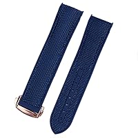 Watch Bracelet for Omega 300 SEAMASTER 600 Planet Ocean Folding Buckle Silicone Nylon Strap Watch Accessories Watch Band Chain (Color : Blue-Rose Gold Clasp, Size : 22mm)