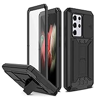 LOFIRY-Case for Samsung Galaxy S21 Ultra, Military Grade Protection Phone Case with Built-in Screen Protector and Slide Camera Cover (Samsung Galaxy S21 Ultra,Black)