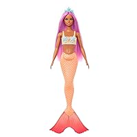 Barbie Mermaid Dolls with Fantasy Hair and Headband Accessories, Mermaid Toys with Shell-Inspired Bodices and Colorful Tails