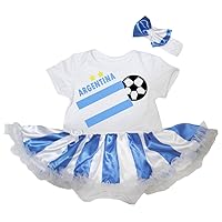 Petitebella Argentina Flag Soccer Baby Dress Nb-18m