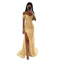 Sparkly Sequin Prom Dresses Off The Shoulder Mermaid Ruched Long Formal Evening Gown