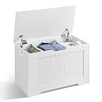 VASAGLE Storage Chest, Storage Bench, Entryway Bench with 2 Safety Hinges, Shoe Bench, Farmhouse Style, 15.7 x 29.9 x 18.9 Inches, for Entryway, Bedroom, Living Room, Cloud White ULHS11WT