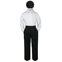 4pc Baby Toddler Boy Wedding Party Suit Black Pants Shirt Bow tie Hat Set 5-7