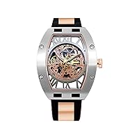 Gallucci Unisex Fashion Skeleton Automatic Wrist Watch with Roman Figure Display, Barrel Shape Case and Silicon Band