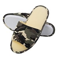 Women's Slide Open Toe Camouflage Memory Foam Flip Flop House Indoor Slipper