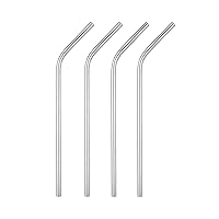 True Sippy Stainless Steel Cocktail Straws, Reusable Metal Straws, Dishwasher Safe, 8 Inch, Set of 4, Silver