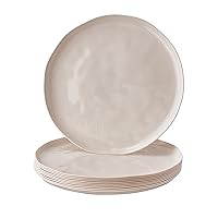 Silver Spoons Cream Plastic Dinner Plates, Heavy Duty Disposable Dinner Set 10”, Fine China Look Dishes, Great for Thanksgiving, Christmas, Weddings, Hammered Design - Lava Collection (10 PC)