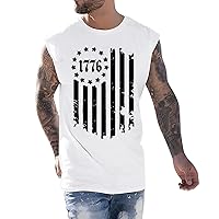 USA American Flag Shirt Breathable Tank Tops Funny Muscle tee Gym Shirts for Men Workout Plus Size Gym Shirts