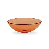 Modern 16 Inch Diameter Round Shape Semi-Transparent Tempered Glass, Above Counter Bathroom Vessel Sink in Earth Tone Orange Color