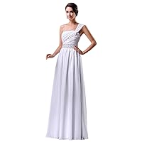 Elegant One Shoulder Long Chiffon Wedding Bridesmaid Party Maxi Dress