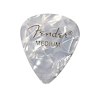 Fender Premium Celluloid Guitar Picks 351 Shape, White Moto, Medium, 12-Pack