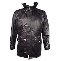 XLT Size Black Leather Hoodie Jacket Men