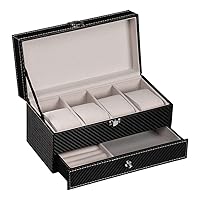 Watch Box PU Leather Jewelry Organizer Travel Display Case For Men/Women,4 Slots Magnetic Top,Black (Color : D, Size : 43 * 29 * 8.5cm)