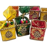 Indian Gift Hub Dry Fruit Box With Gotta Lace, Hindu Punjabi wedding Housewarming Return Gift. (15)