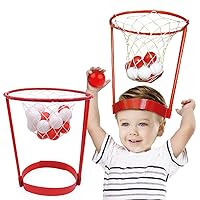 NABESHI Basketball Head Basketball Goal Poop Ball Holder Game Toy Toy Funny Goods Red and White (Set of 2)